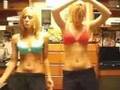 2 blonde dorm room bra and shorts dancers